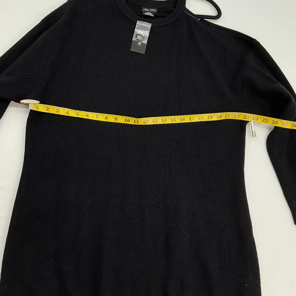 City Chic Black Ribbed Cold Shoulder Sweater Dress Plus Size L/20 - Picture 8 of 8
